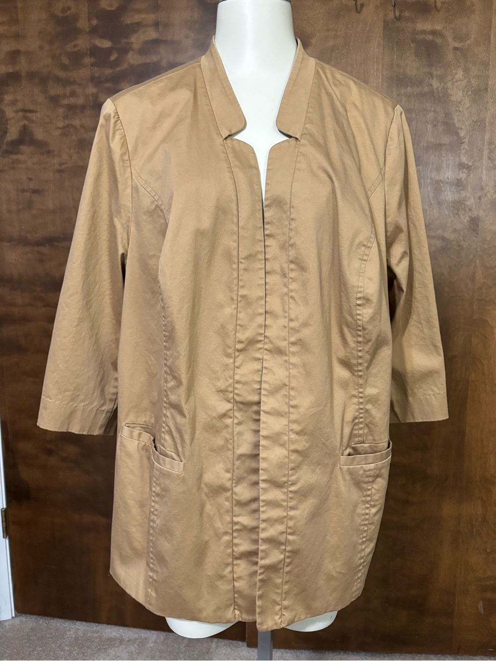 Maggie Barnes Light Brown Open-Front Trench Coat